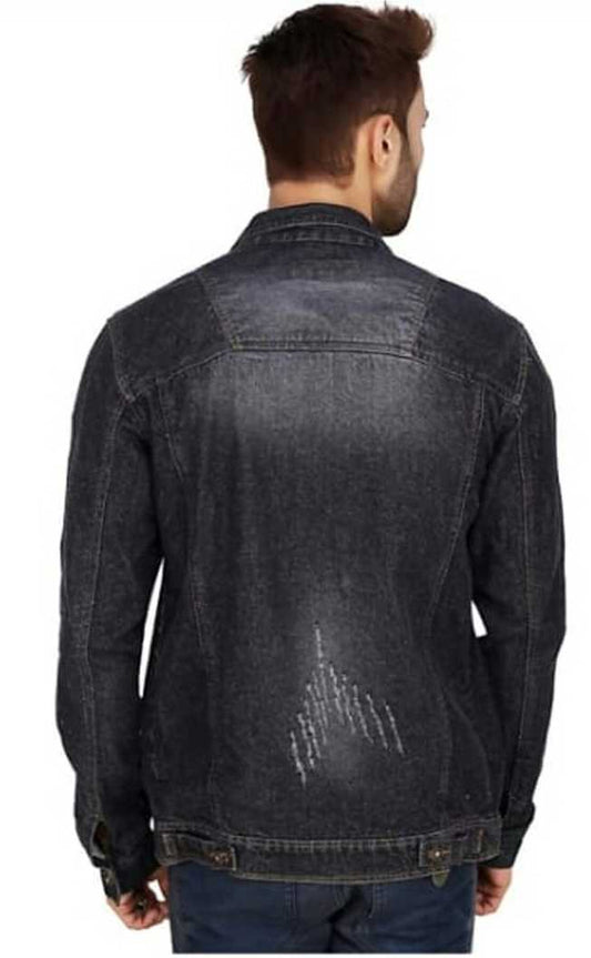 Men Solid Denim Casual Jacket