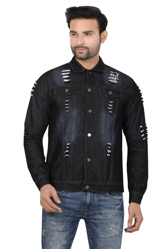Men Solid Denim Casual Jacket