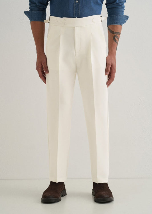 Straight Fit Men White Trousers