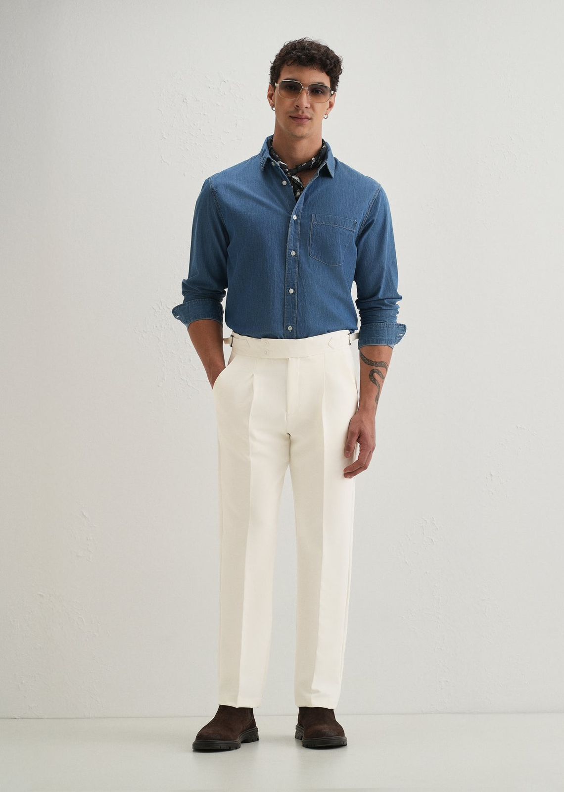 Straight Fit Men White Trousers