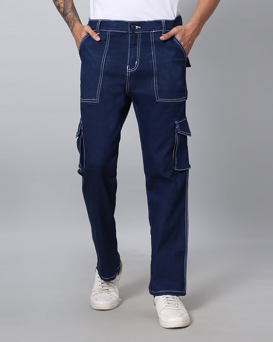 Men Denim Cargos - Blue