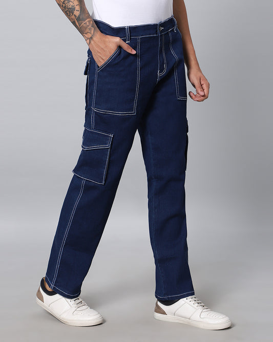 Men Denim Cargos - Blue