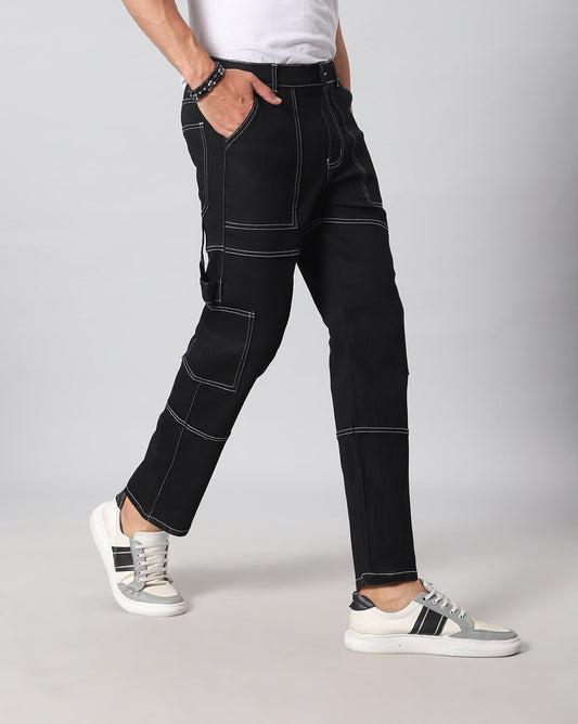 Cargo Denim Black Jeans