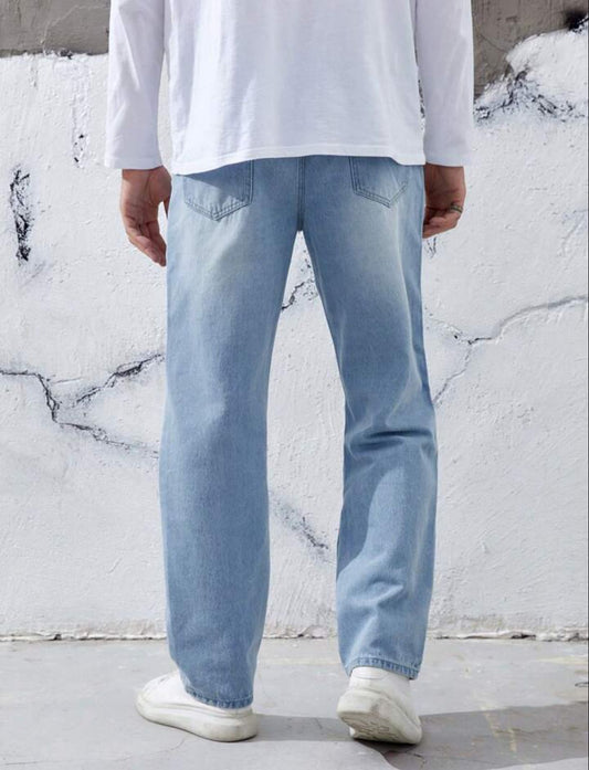 Men Regular Mid Rise Light Blue Jeans
