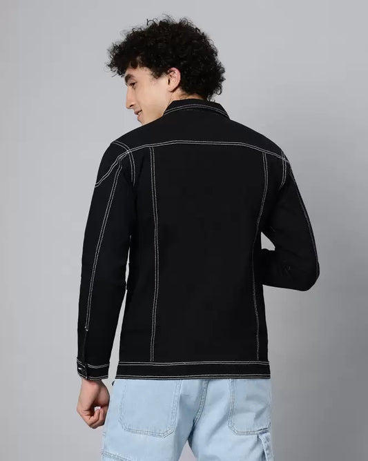 Men Solid Denim Jacket
