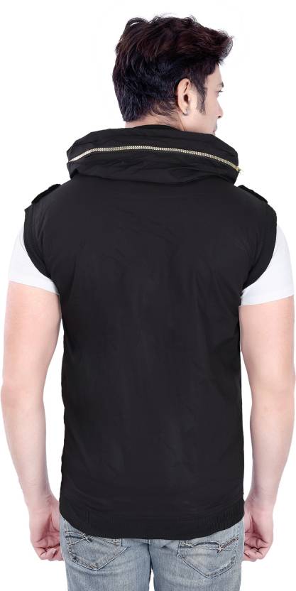 Men Solid Casual Jacket - Black