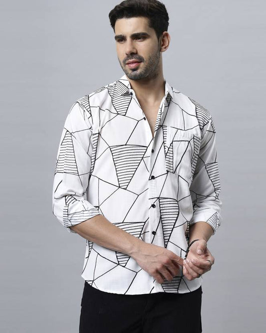 Men Slim Fit Graphic Print Casual Shirt