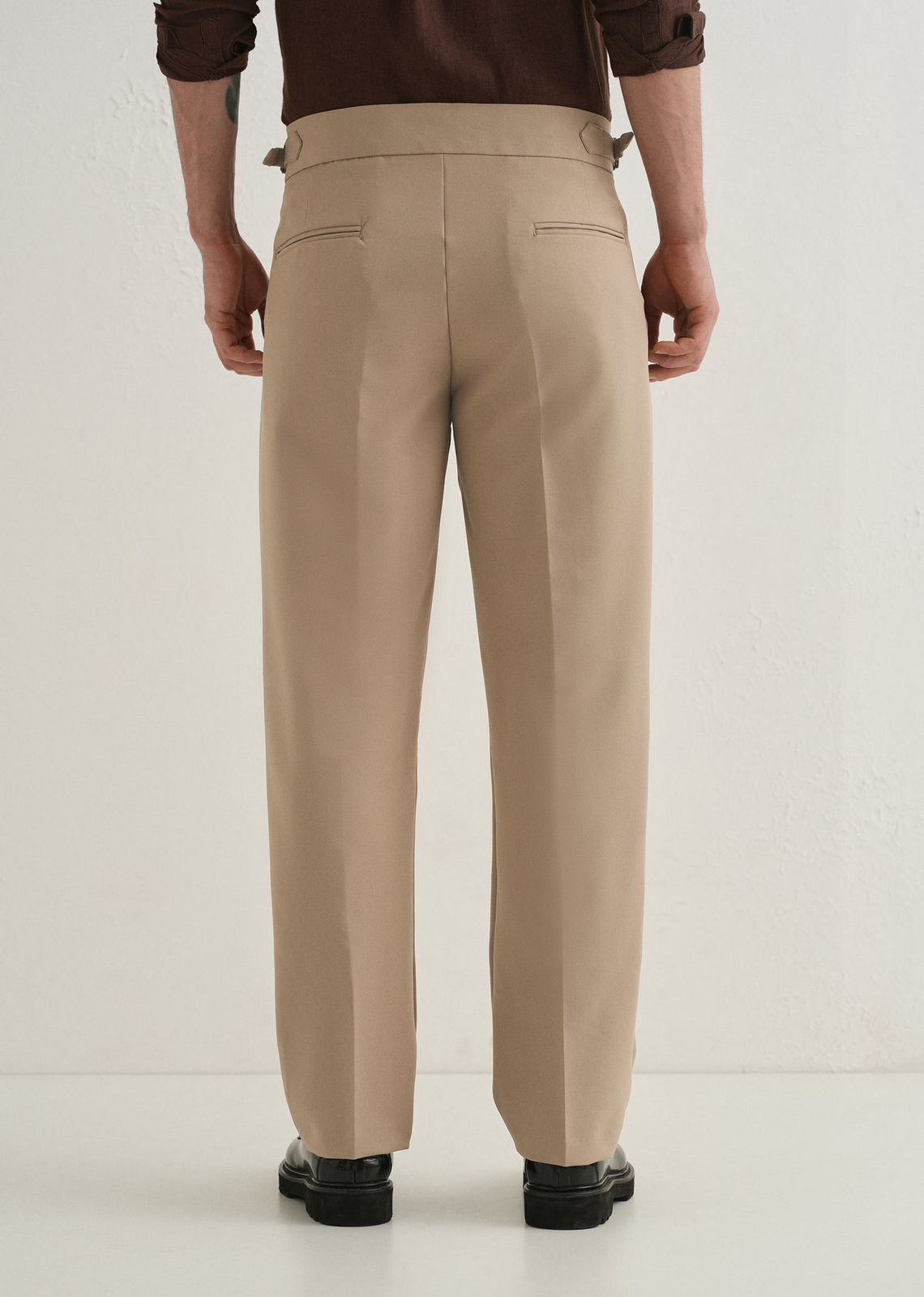 Straight Fit Men Khaki Trousers