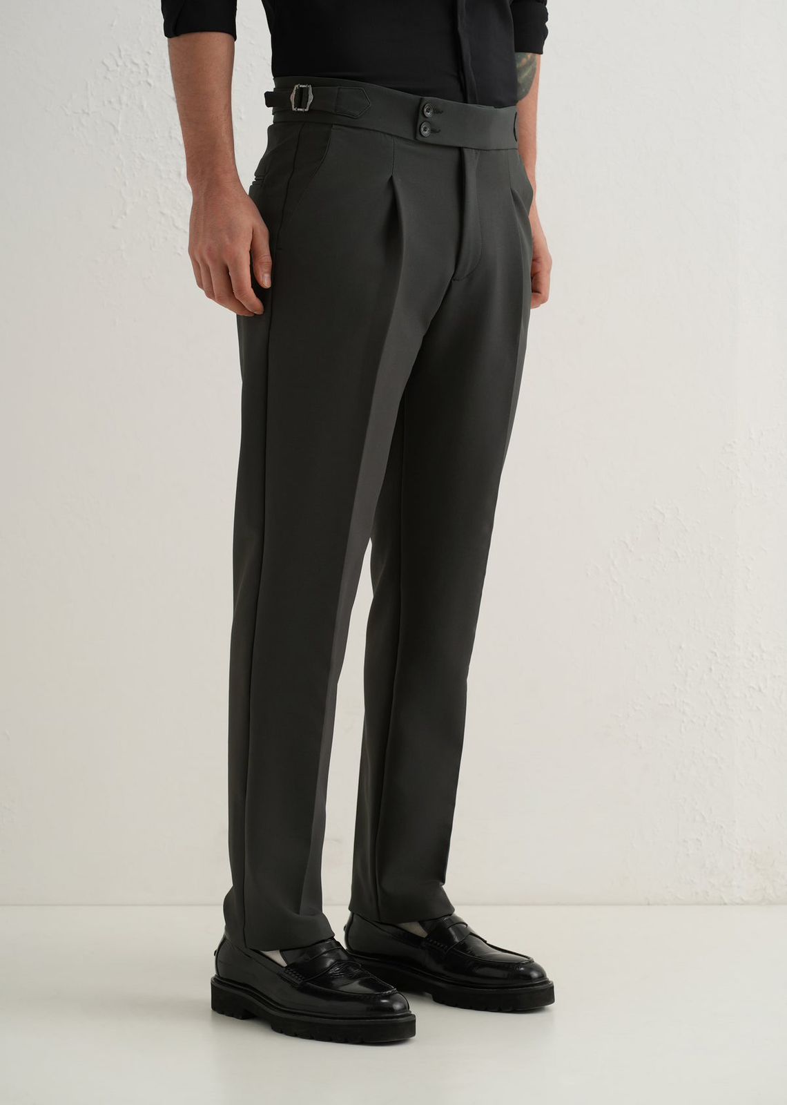 Straight Fit Men Black Trousers