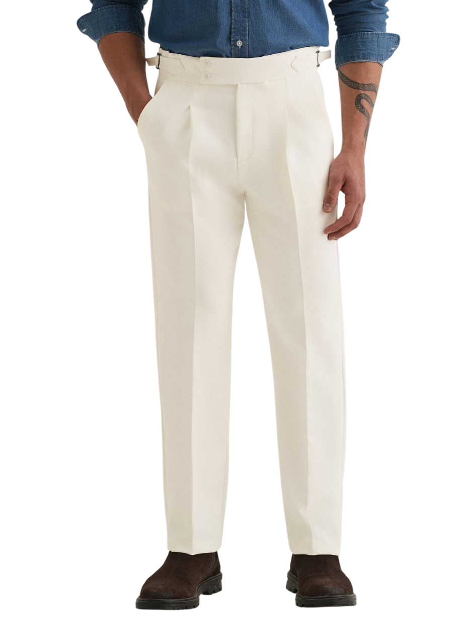 Straight Fit Men White Trousers