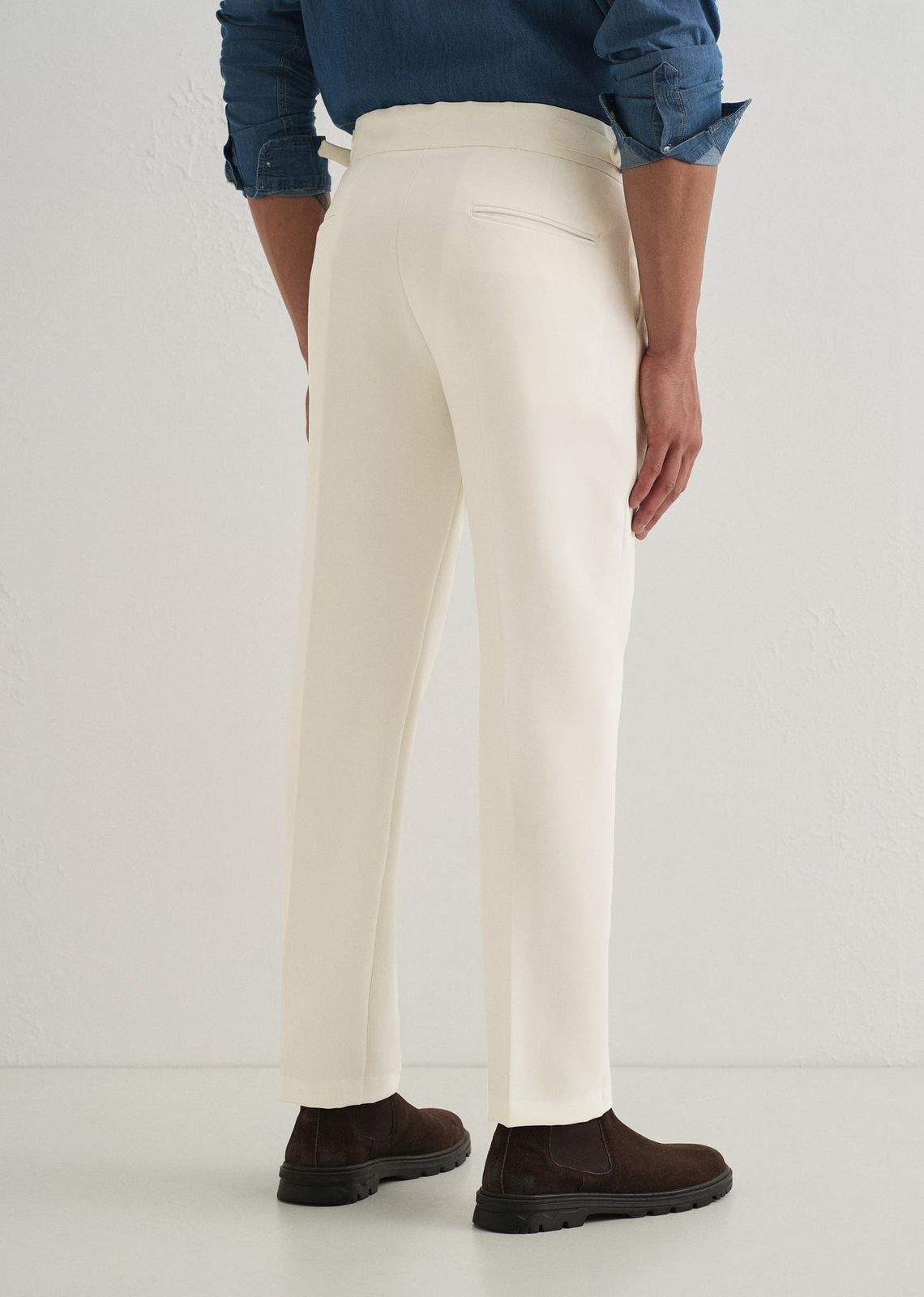 Straight Fit Men White Trousers