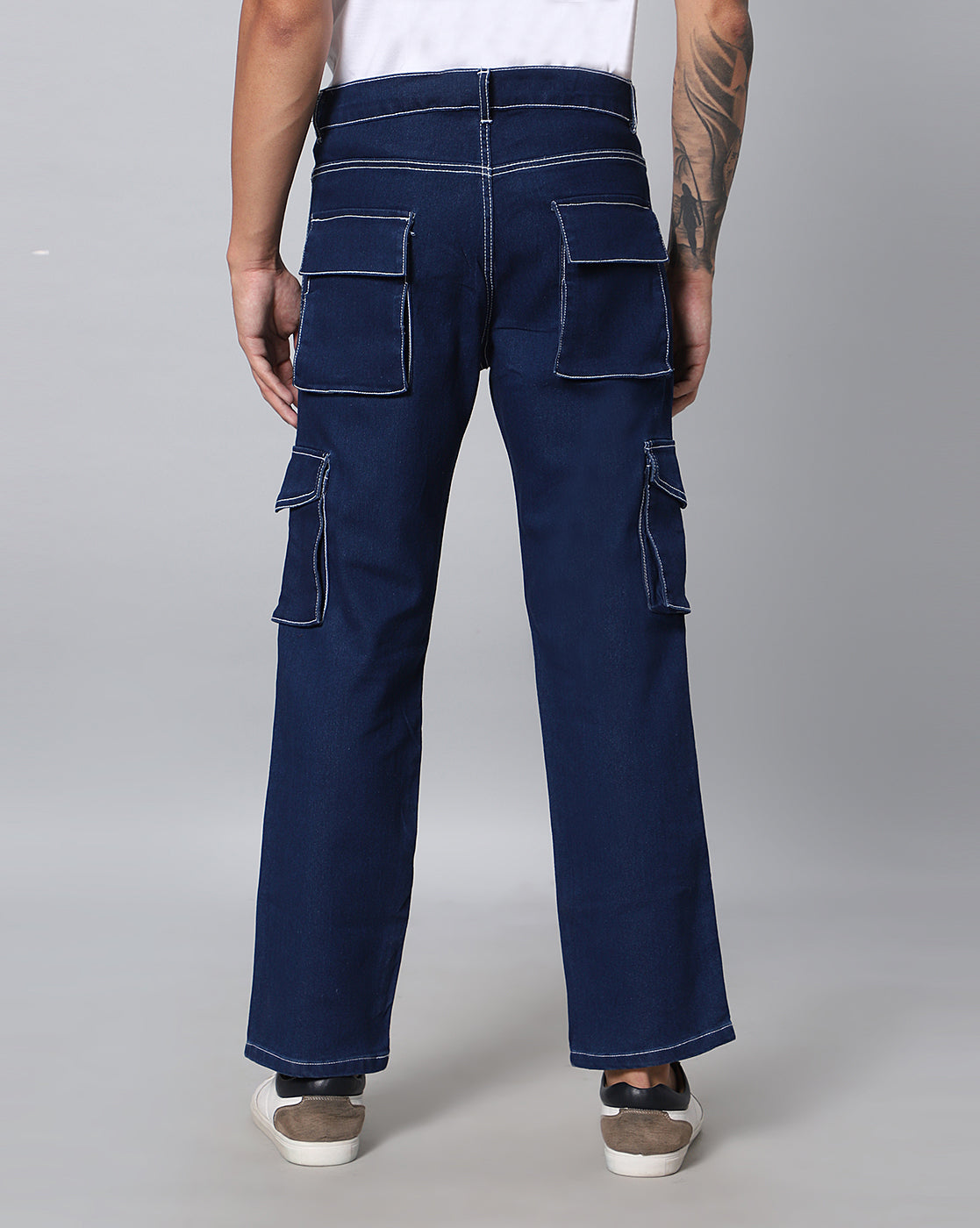 Men Denim Cargos - Blue