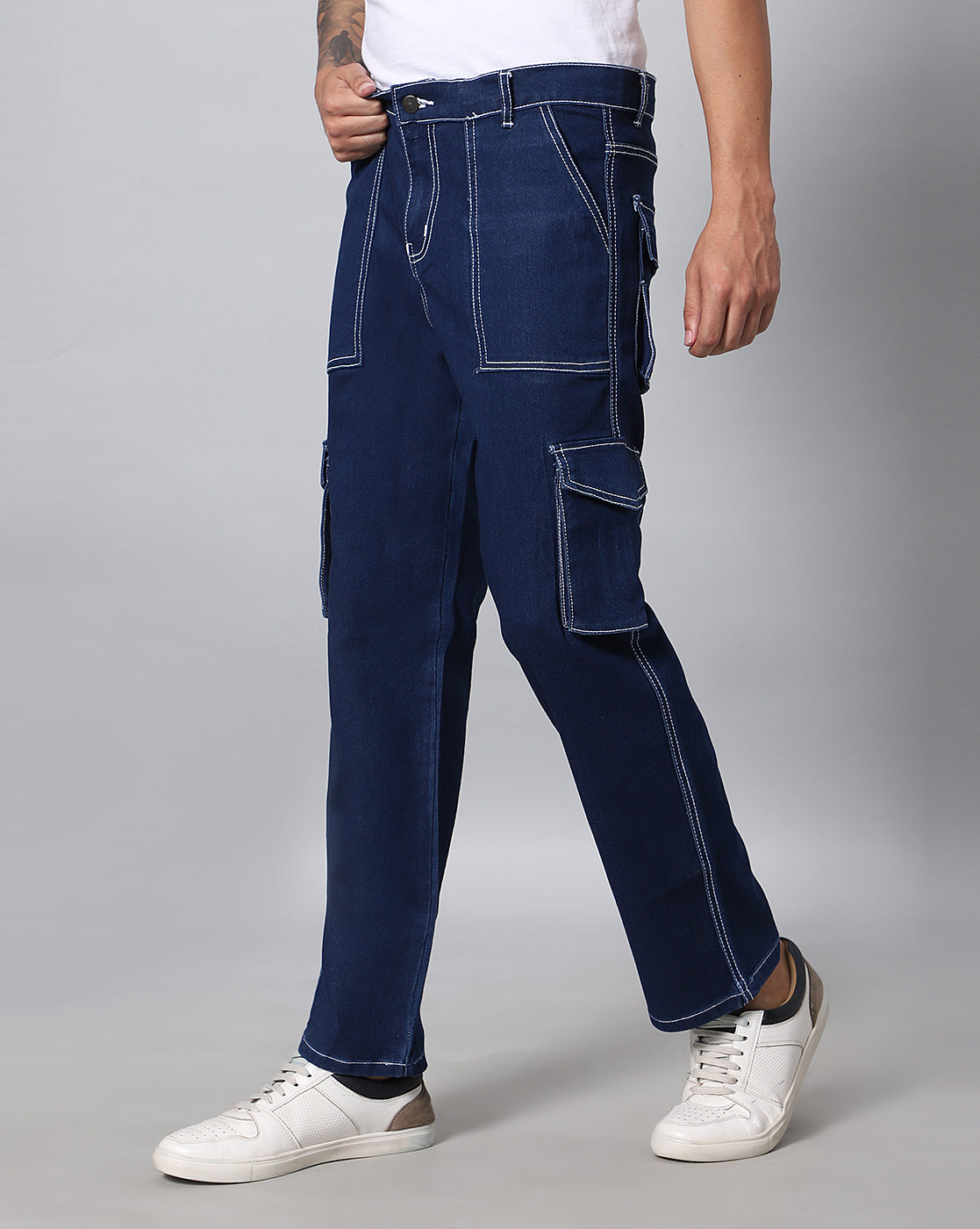 Men Denim Cargos - Blue