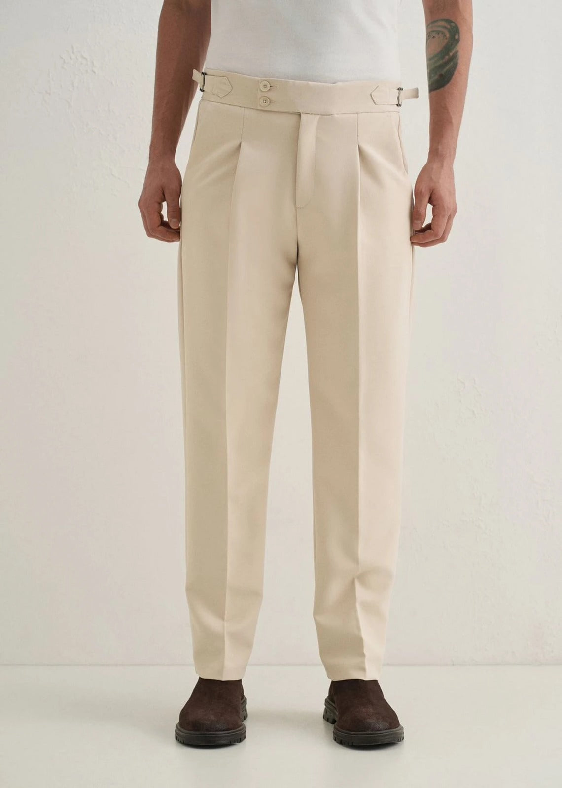Straight Fit Men Khaki Trousers-Blue