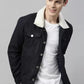 Men Solid Denim Jacket - Black