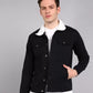 Men Solid Denim Jacket - Black