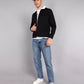 Men Solid Denim Jacket - Black