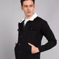 Men Solid Denim Jacket - Black