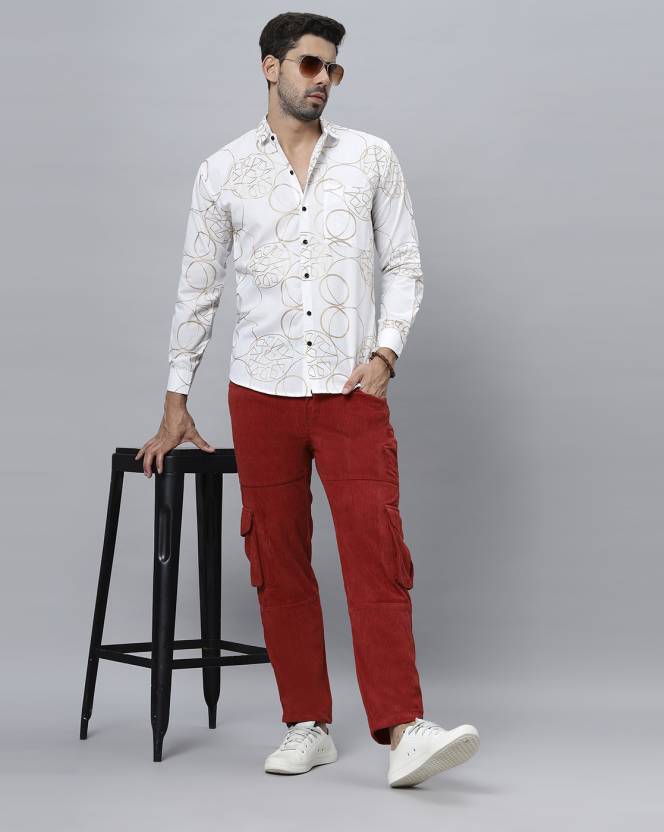 Men Slim Fit Printed Casual Shirt - White