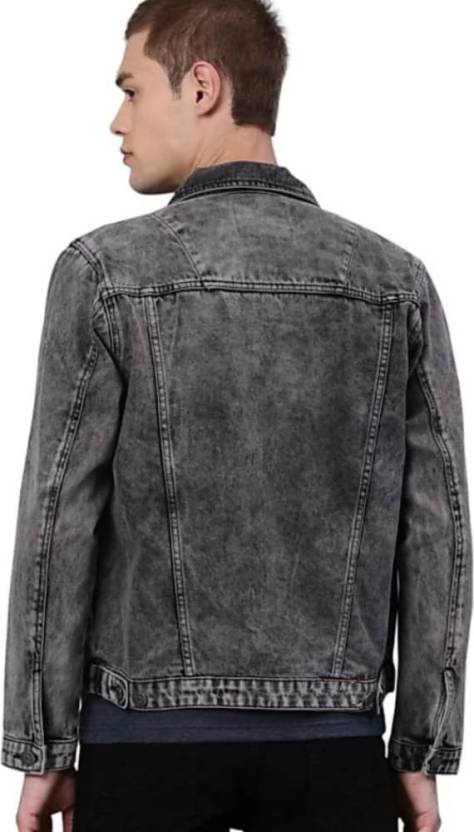 Men Washed Denim Jacket - Grey